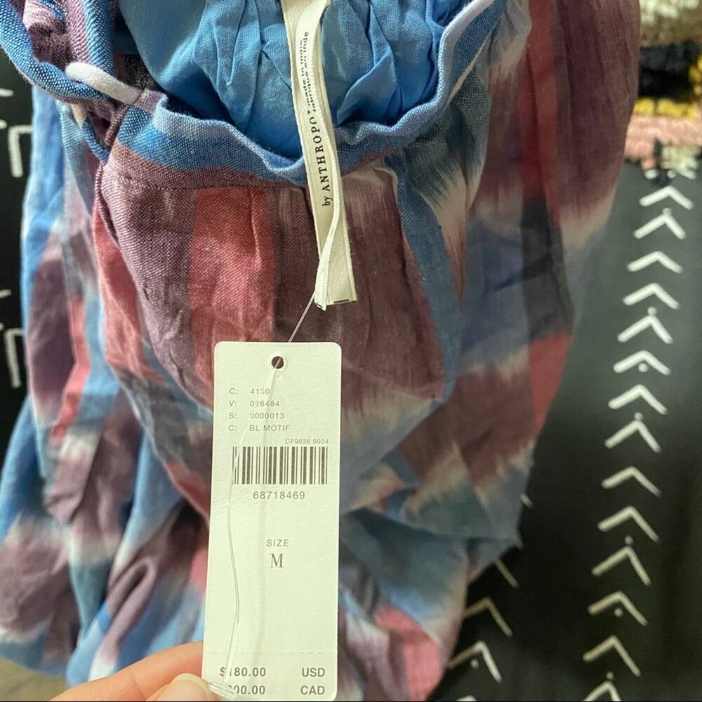 Anthropologie Midi Dress M Open Back Cut Out Tropical Vacation Beach Chic Purple - Picture 11 of 12